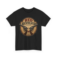 Red Revolver Graphic T-Shirt — Retro Western Guns Emblem