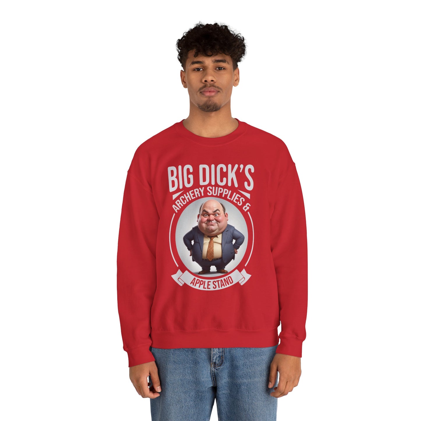 "Big Dick's Archery Supplies & Apple Stand" Funny Crewneck Sweatshirt