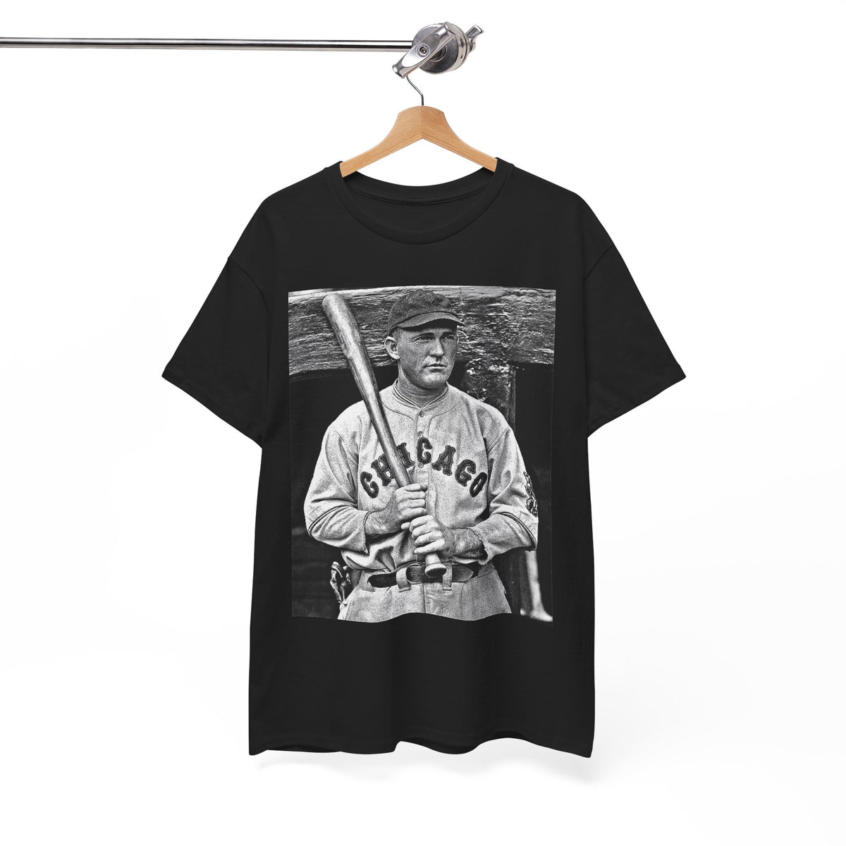 Vintage Chicago Baseball Photo T-Shirt — Retro Black & White Player Legend Tee