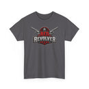 Red Revolver Graphic Tee — Retro Western Guns Logo T-Shirt