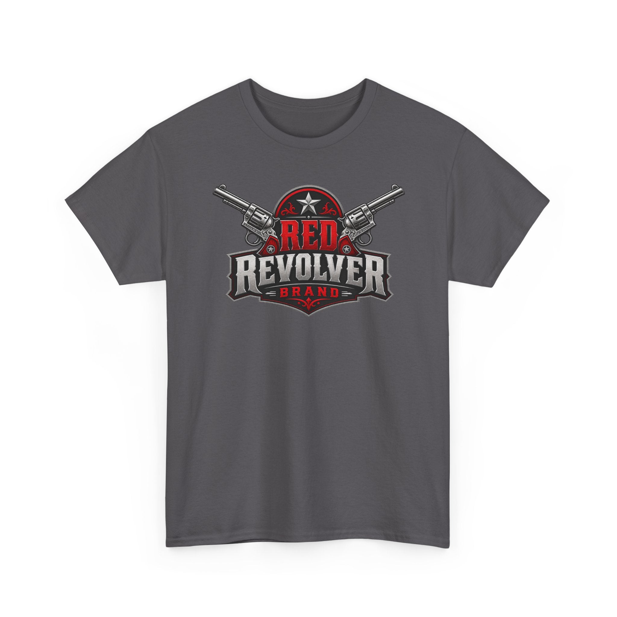 Red Revolver Graphic Tee — Retro Western Guns Logo T-Shirt