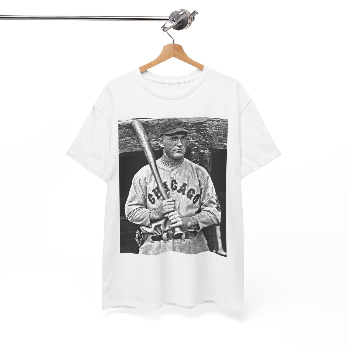 Vintage Chicago Baseball Photo T-Shirt — Retro Black & White Player Legend Tee