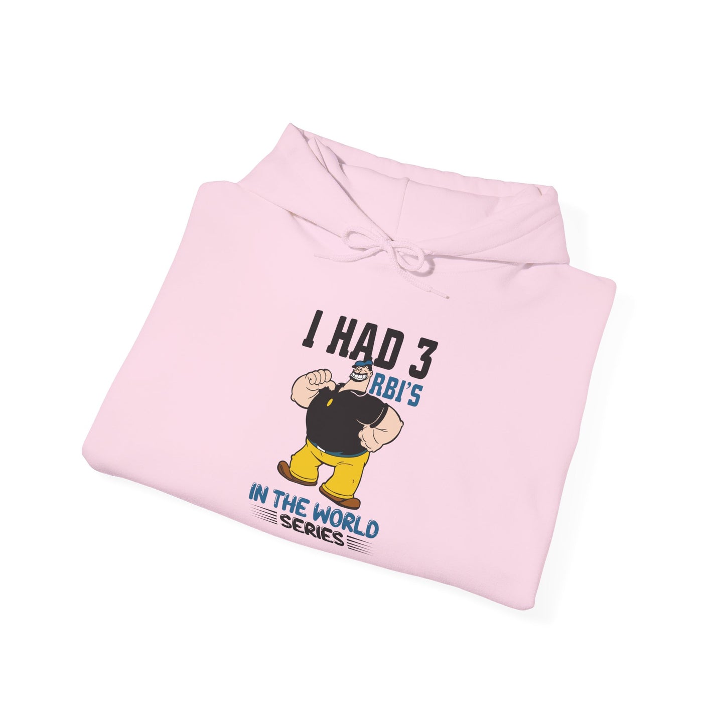 I Had 3 RBIs In the World Series Funny Baseball Fan Retro Cartoon Graphic Hoodie