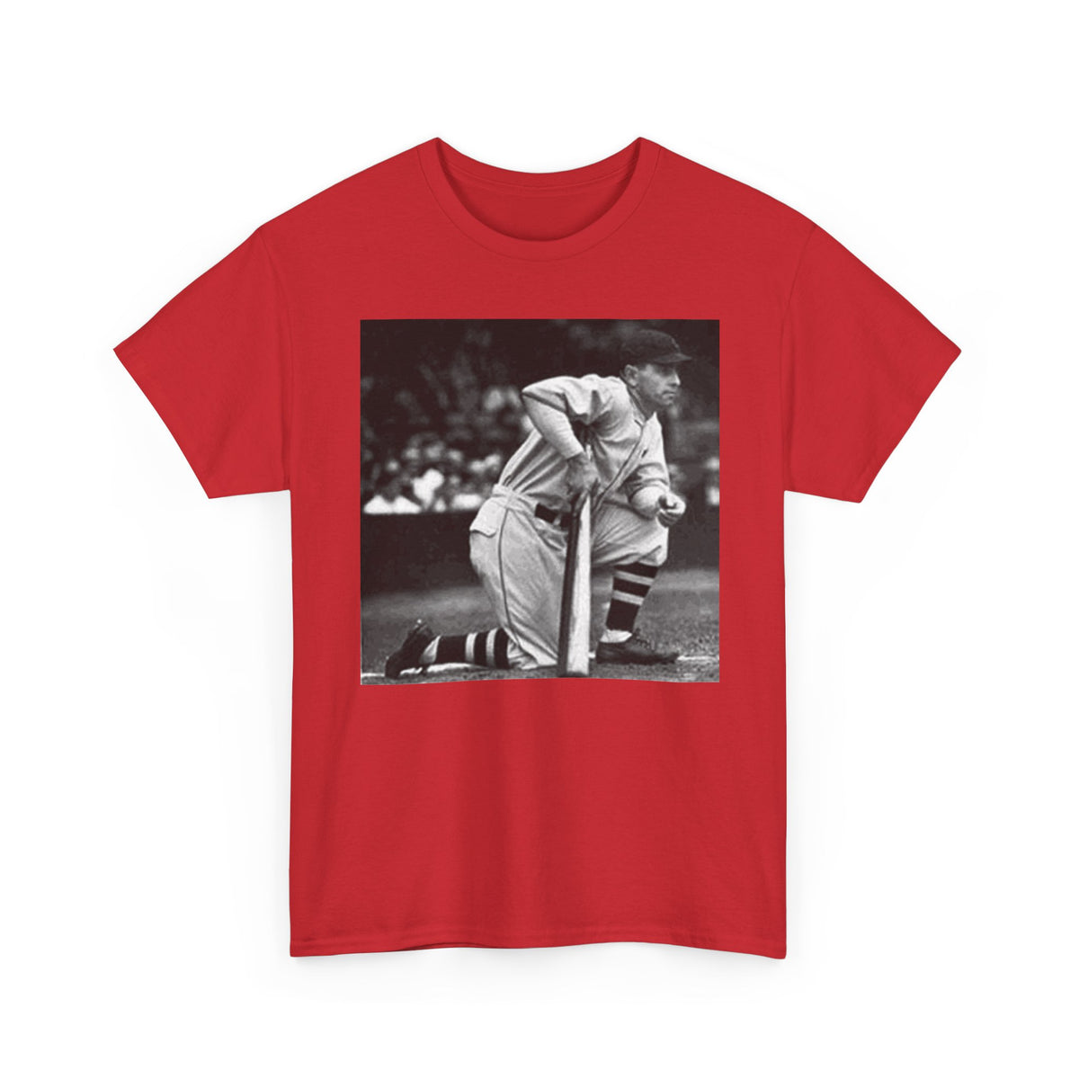 Vintage Baseball Photo T-Shirt – Classic Kneeling Player Graphic Tee