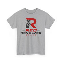 Red Revolver Logo Tee — Retro Gun Cylinder Graphic T-Shirt