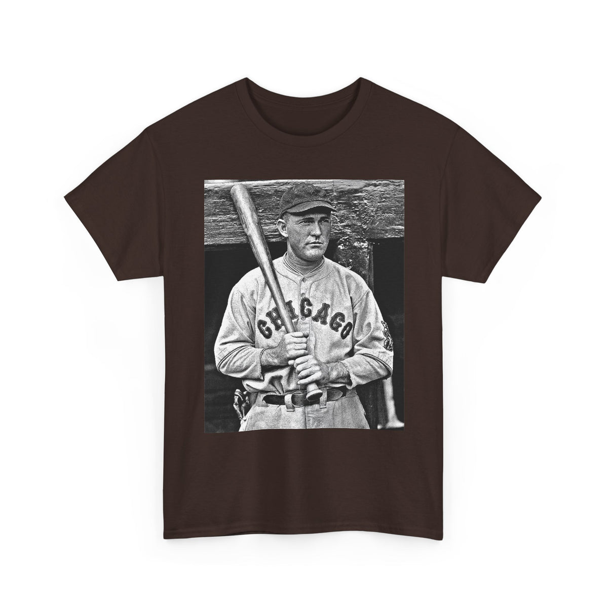 Vintage Chicago Baseball Photo T-Shirt — Retro Black & White Player Legend Tee