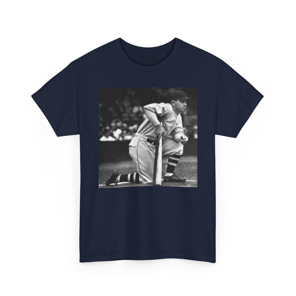 Vintage Baseball Photo T-Shirt – Classic Kneeling Player Graphic Tee