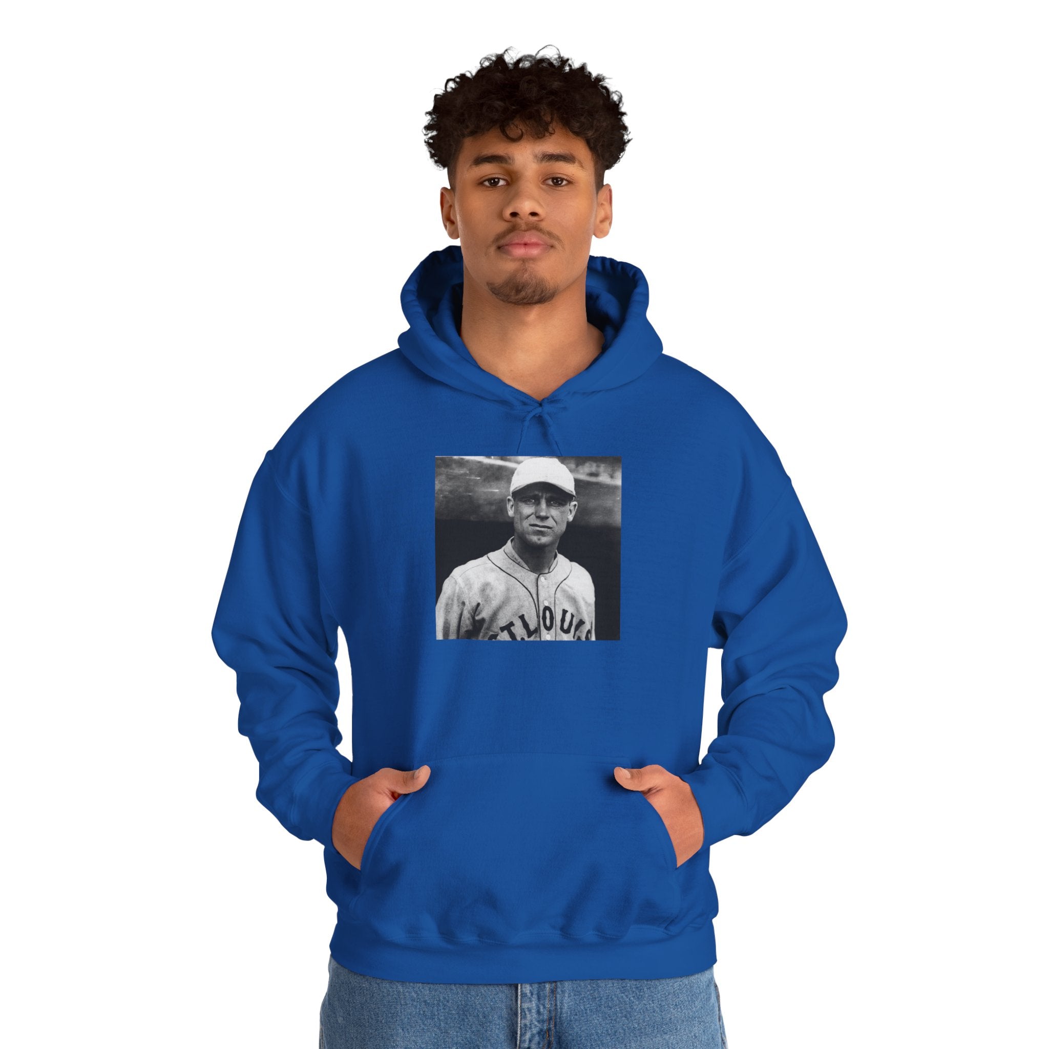 Vintage Baseball Player Hoodie — Classic Sports Graphic Pullover
