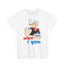 Popeye "I Yam What I Yam" Graphic Tee — Retro Cartoon Sailor Humor T-Shirt