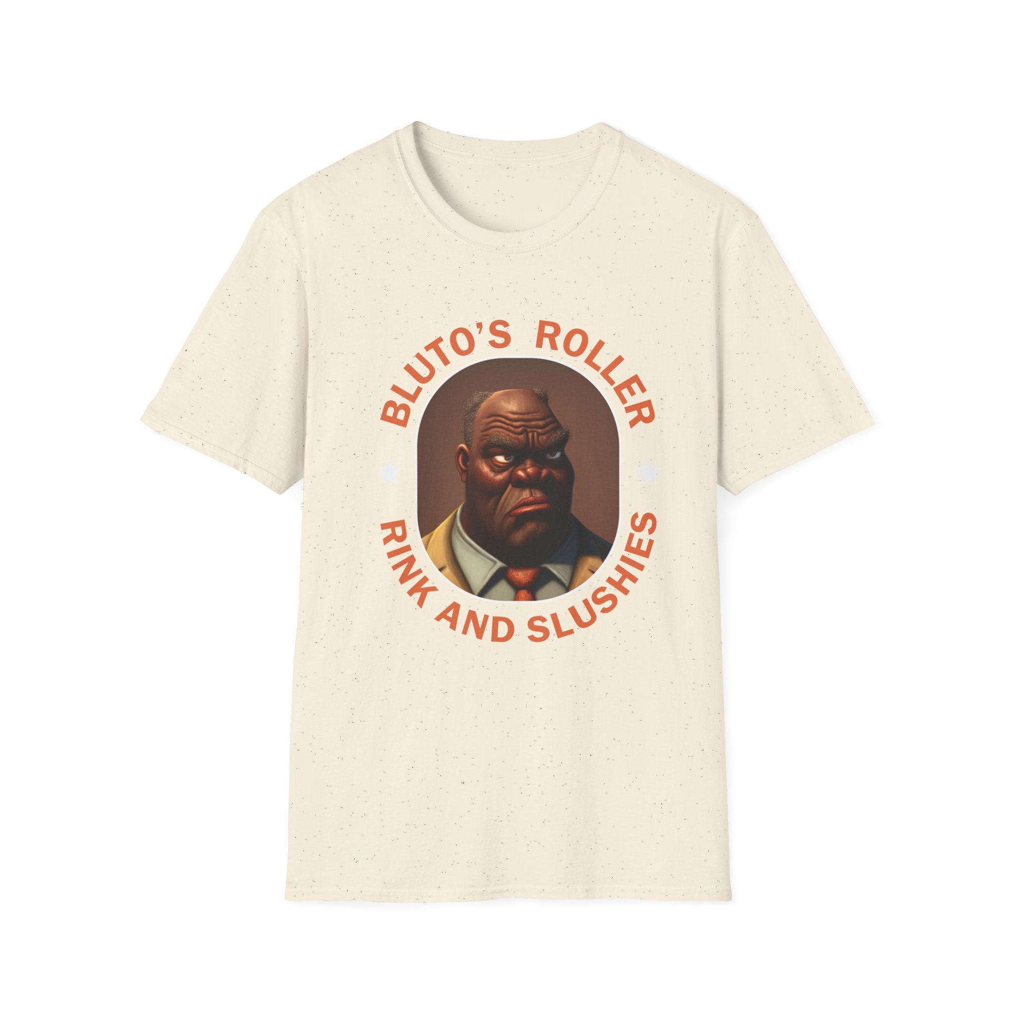 T-Shirt — "Bluto's Roller" Vintage Cartoon Portrait Tee (Rink & Slushies)