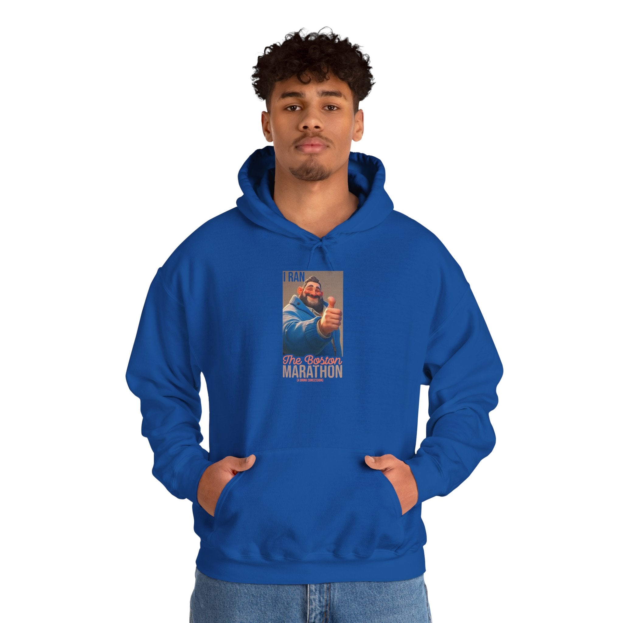 I Ran The Boston Marathon Drink Concession Hoodie — Funny Marathon Humor Pullover