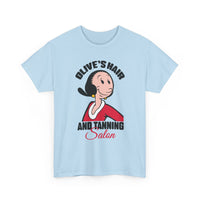 Olive's Hair and Tanning Salon Shirt - Funny Retro Parody Graphic Tee