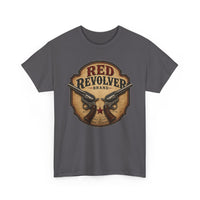 Red Revolver Graphic T-Shirt — Retro Western Guns Emblem