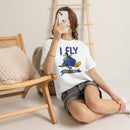 I Fly First Class Tee — Funny Witch on Broom Halloween T-Shirt