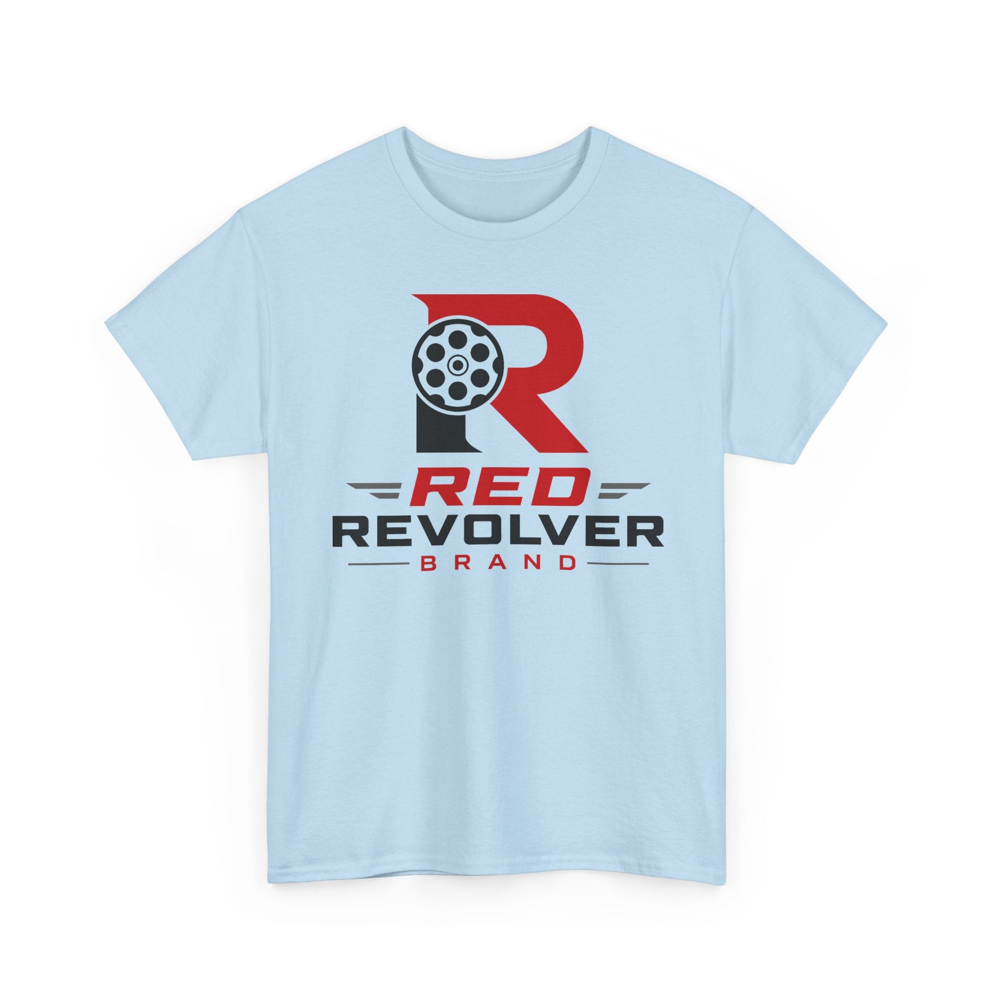 Red Revolver Logo Tee — Retro Gun Cylinder Graphic T-Shirt