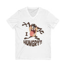 Hungry T-Shirt — Cartoon Tasmanian Devil 'I HUNGRY!!' Graphic V-Neck Tee