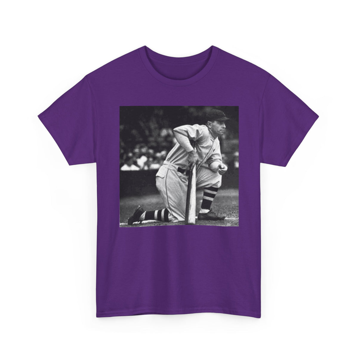 Vintage Baseball Photo T-Shirt – Classic Kneeling Player Graphic Tee
