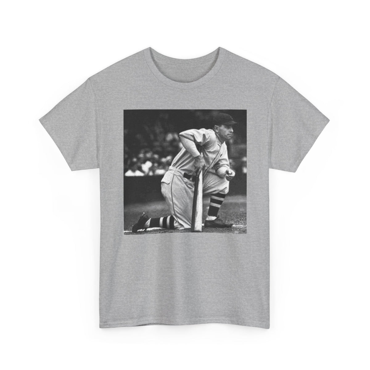 Vintage Baseball Photo T-Shirt – Classic Kneeling Player Graphic Tee