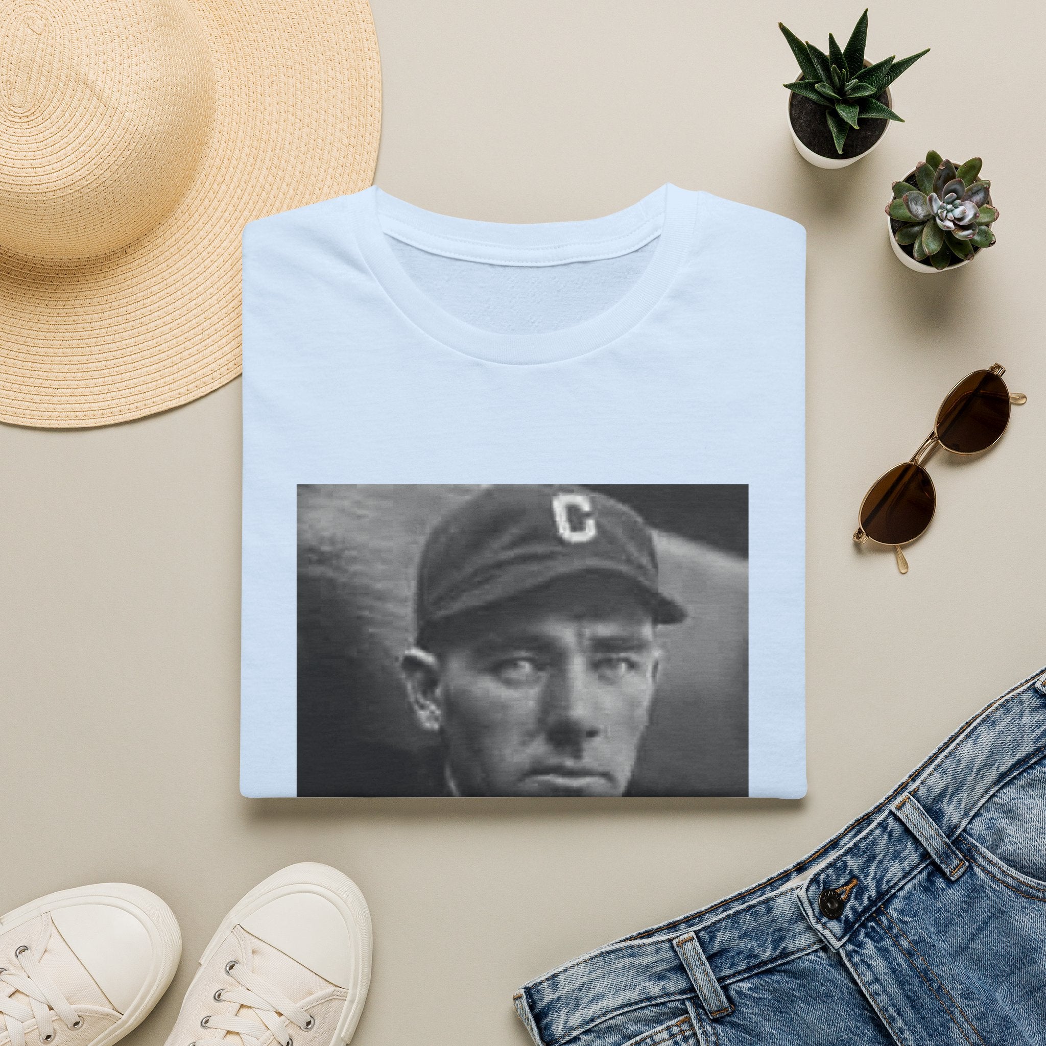 Vintage Baseball Portrait T-Shirt — Early 1900s Cleveland Player Photo