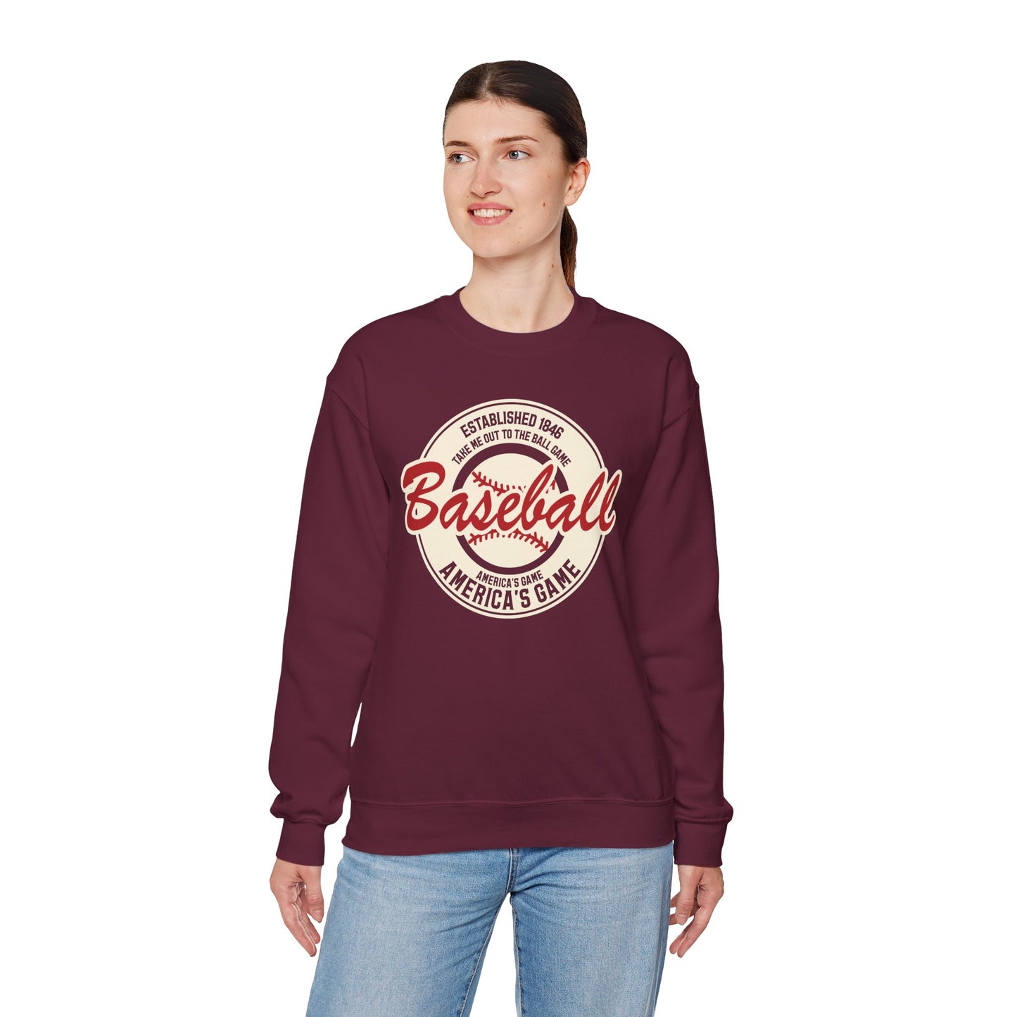 Vintage America's Game Sweatshirt - Classic Baseball Fan Crewneck