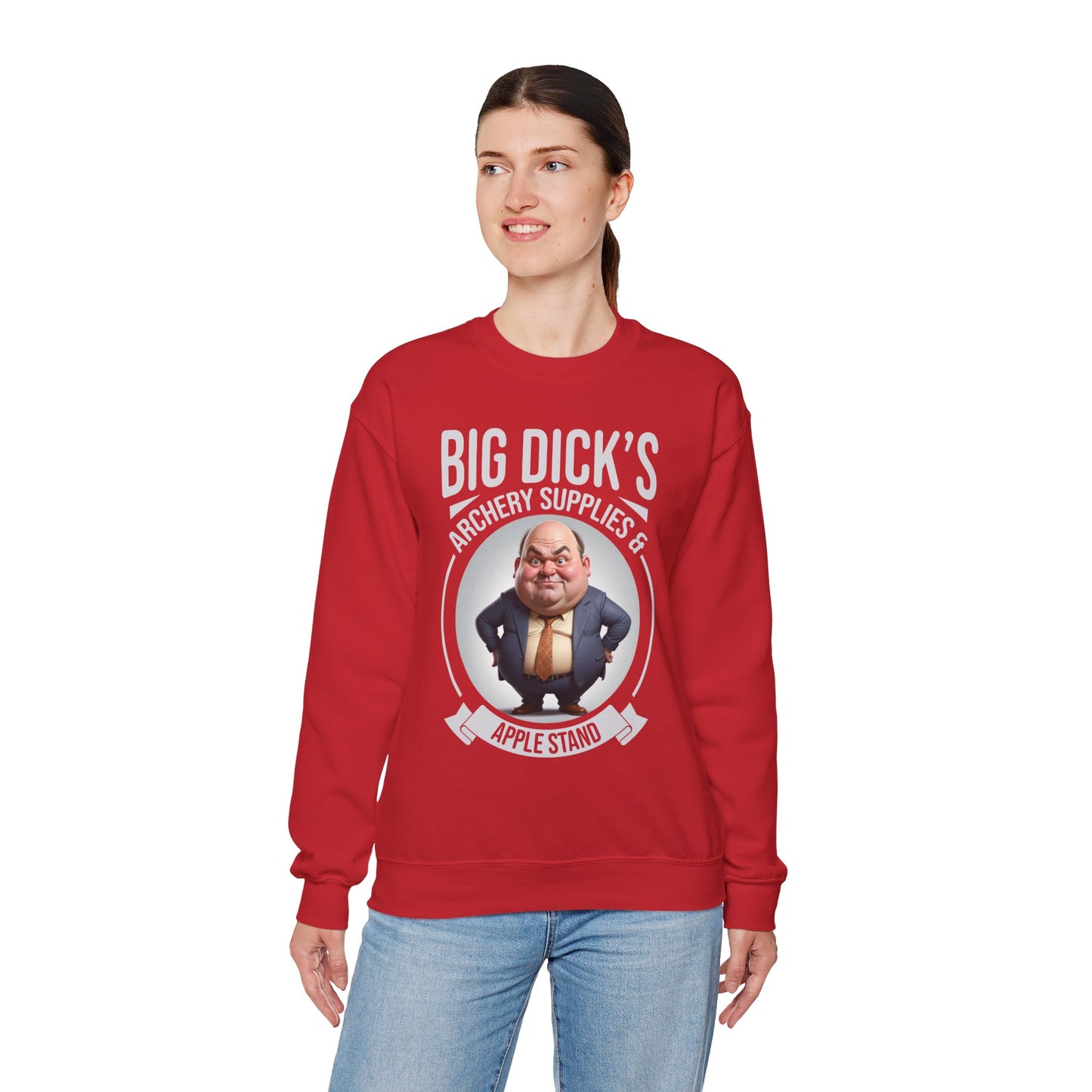 "Big Dick's Archery Supplies & Apple Stand" Funny Crewneck Sweatshirt