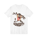 Hungry T-Shirt — Cartoon Tasmanian Devil 'I HUNGRY!!' Graphic V-Neck Tee