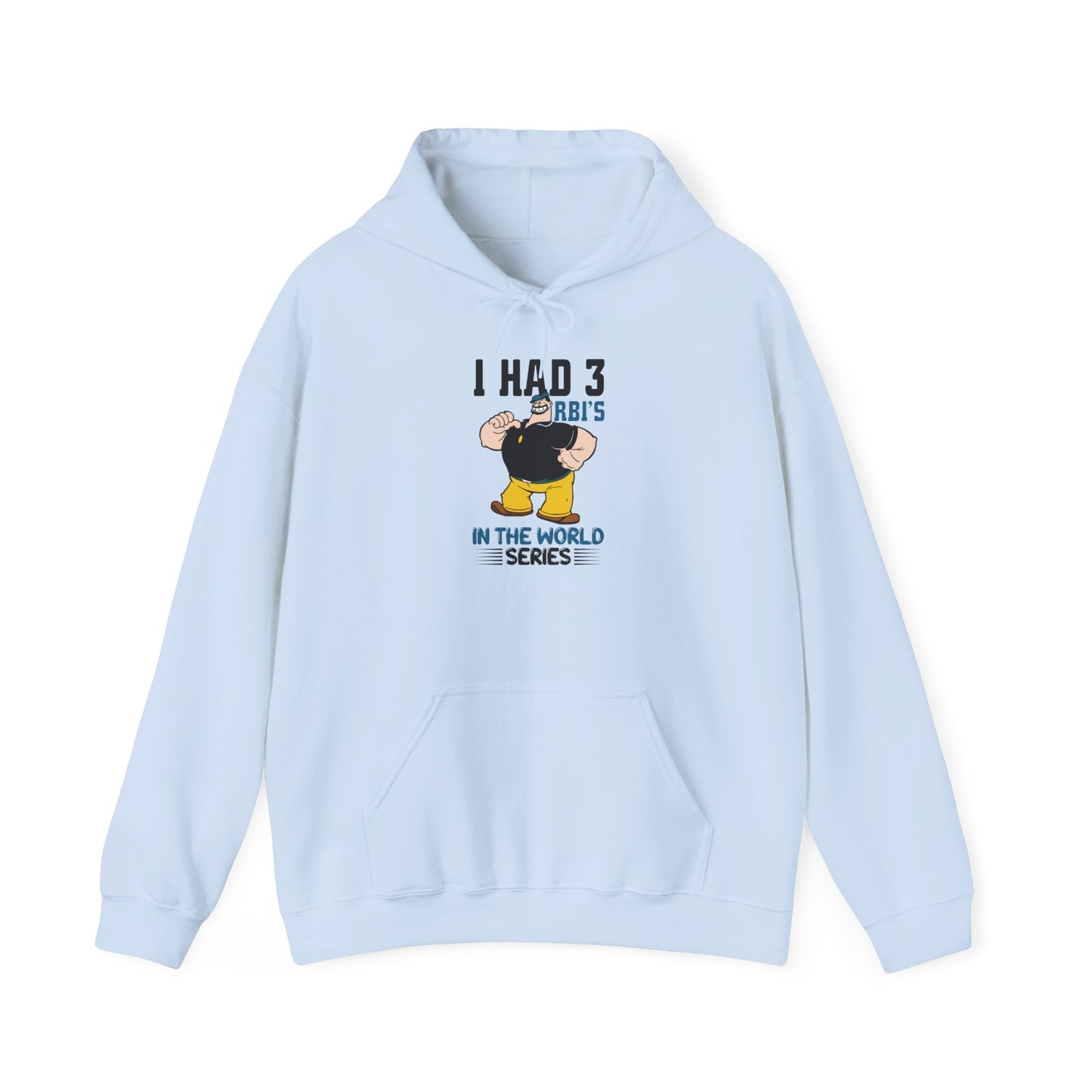 I Had 3 RBIs In the World Series Funny Baseball Fan Retro Cartoon Graphic Hoodie