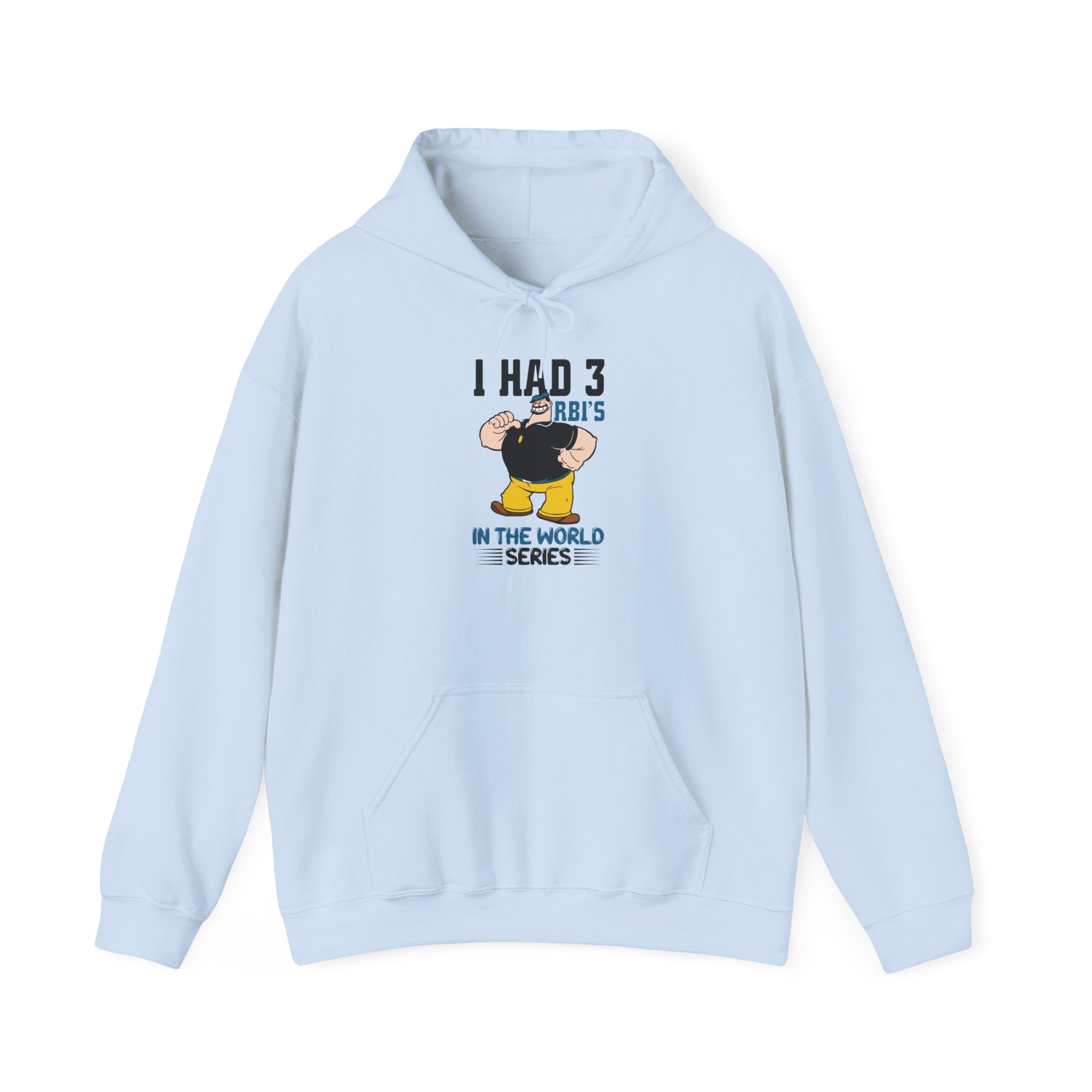 I Had 3 RBIs In the World Series Funny Baseball Fan Retro Cartoon Graphic Hoodie
