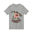 Hungry T-Shirt — Cartoon Tasmanian Devil 'I HUNGRY!!' Graphic V-Neck Tee