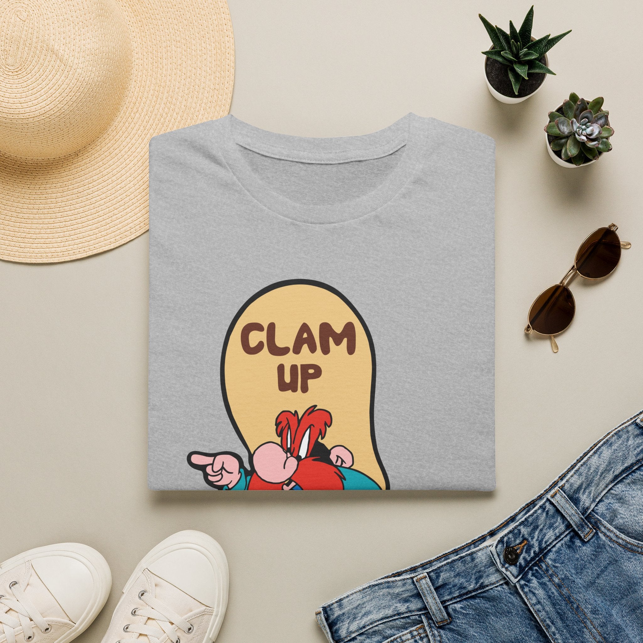 Graphic T-Shirt — 'Clam Up Ya Varmint!' Yosemite-Style Cartoon Tee