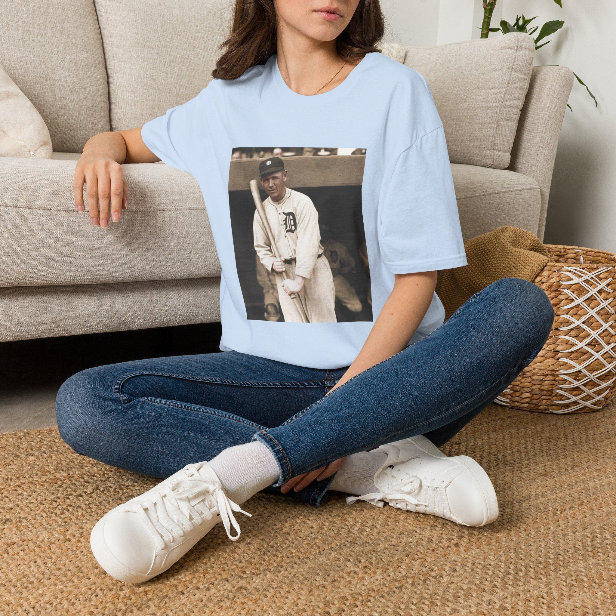 Vintage Baseball Photo T-Shirt — Classic Detroit Tigers Player Portrait