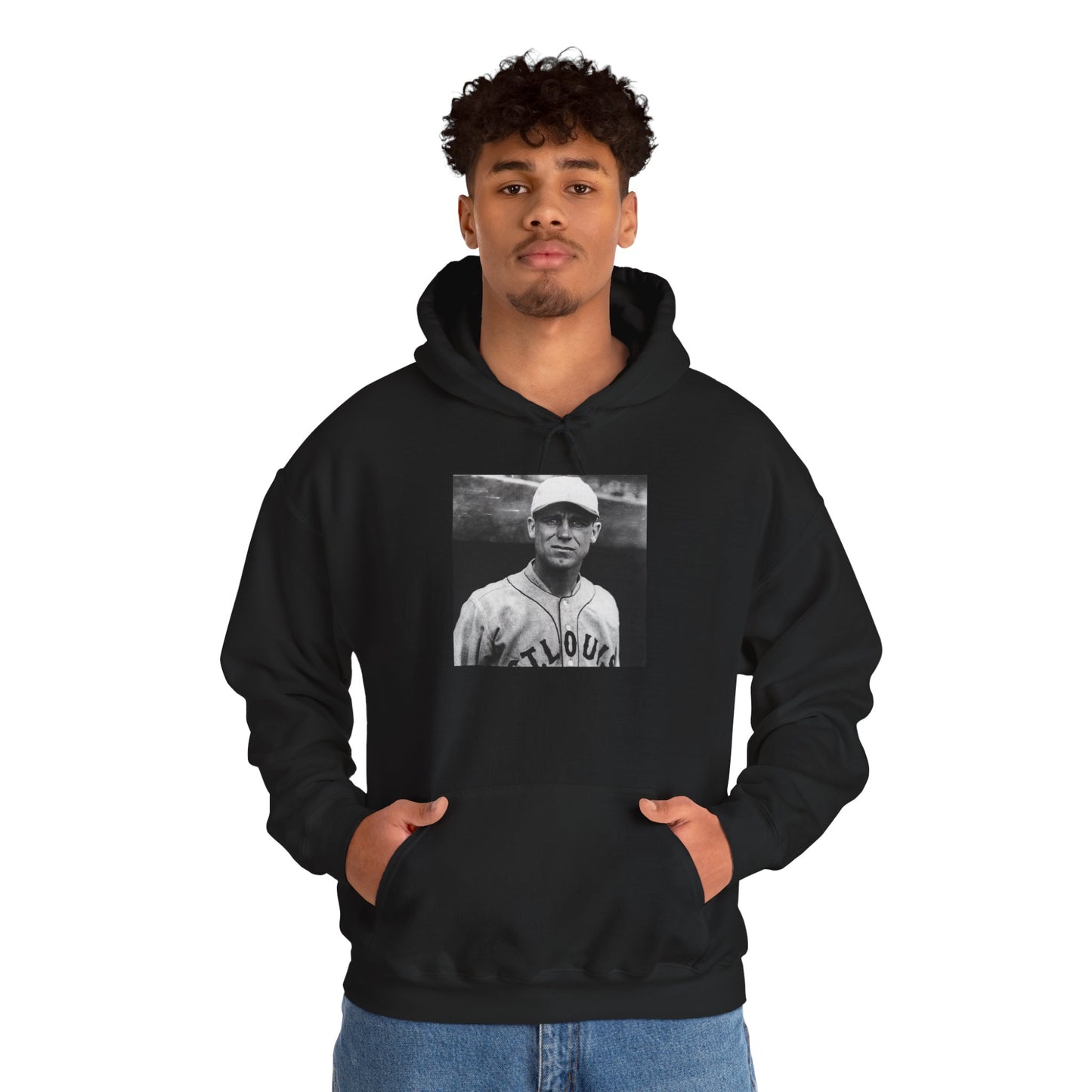 Vintage Baseball Player Hoodie — Classic Sports Graphic Pullover