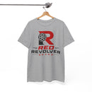 Red Revolver Logo Tee — Retro Gun Cylinder Graphic T-Shirt