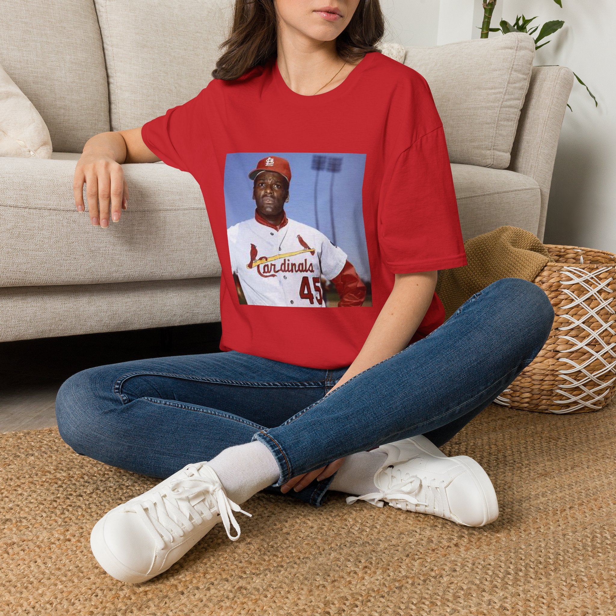 Baseball Graphic T-Shirt — Vintage Cardinals Player Photo Tee