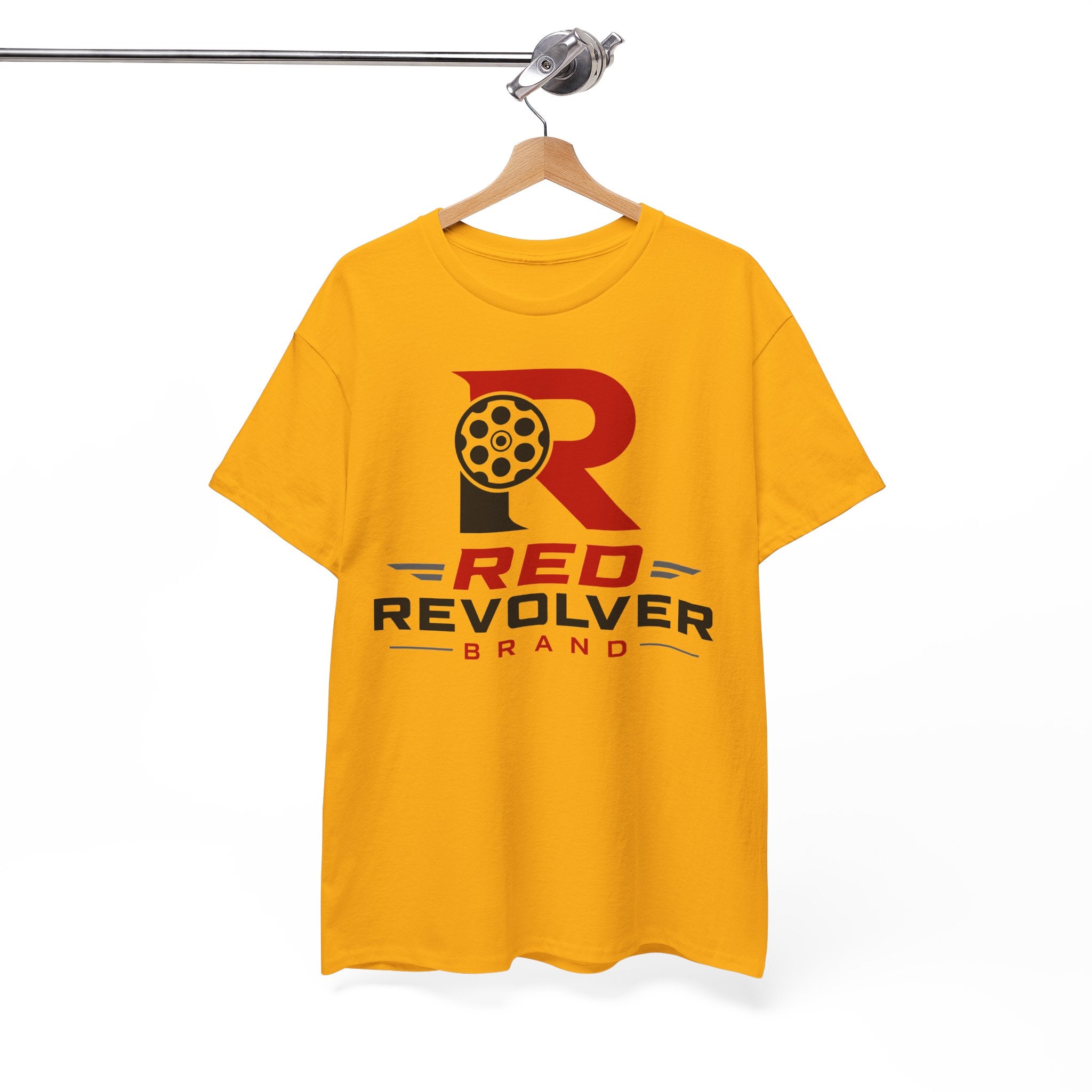Red Revolver Logo Tee — Retro Gun Cylinder Graphic T-Shirt