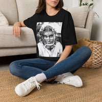 Baseball Catcher Portrait T-Shirt — Vintage Black & White Sports Tee