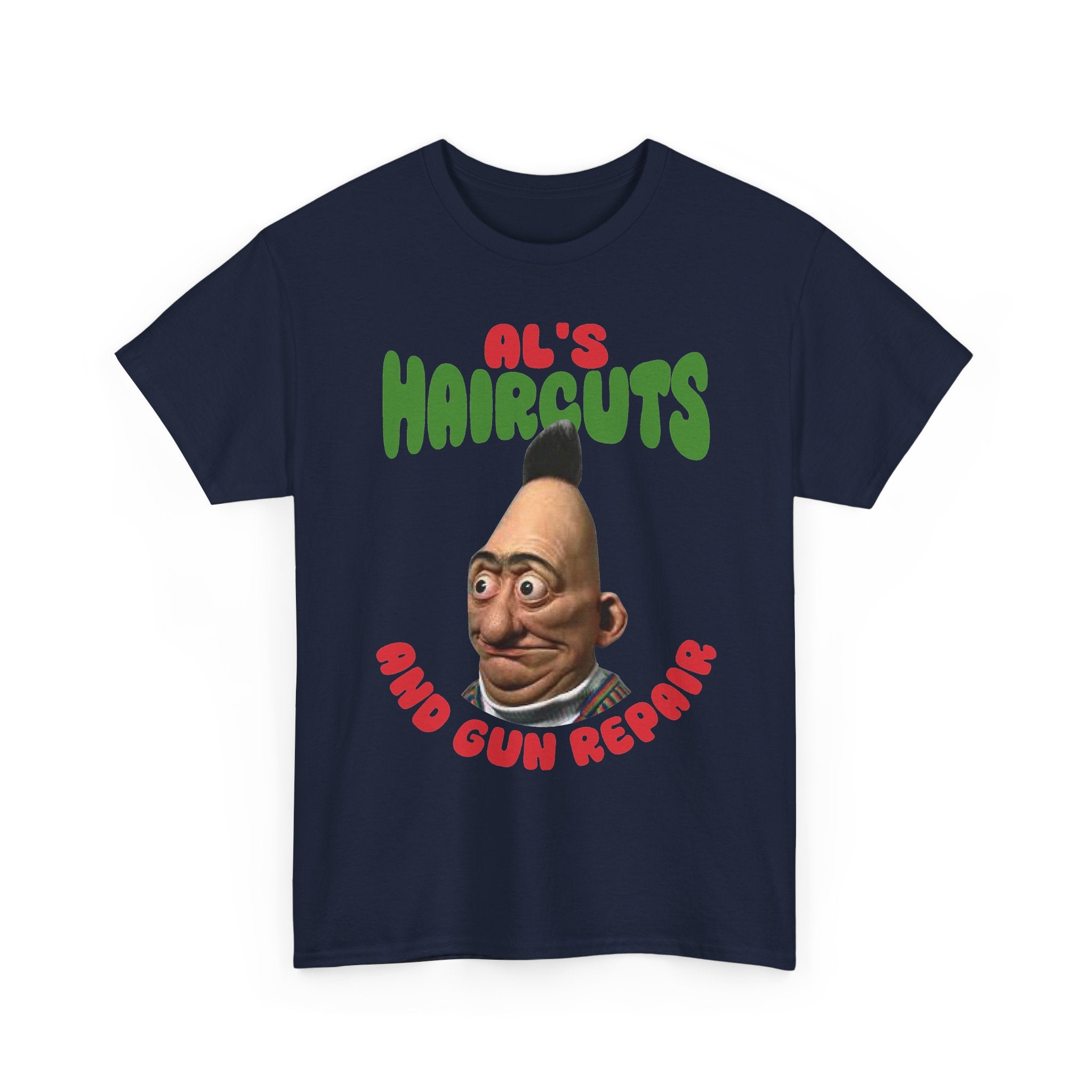 Al's Haircuts and Gun Repairs T-Shirt — Vintage Parody Barber Shop Tee