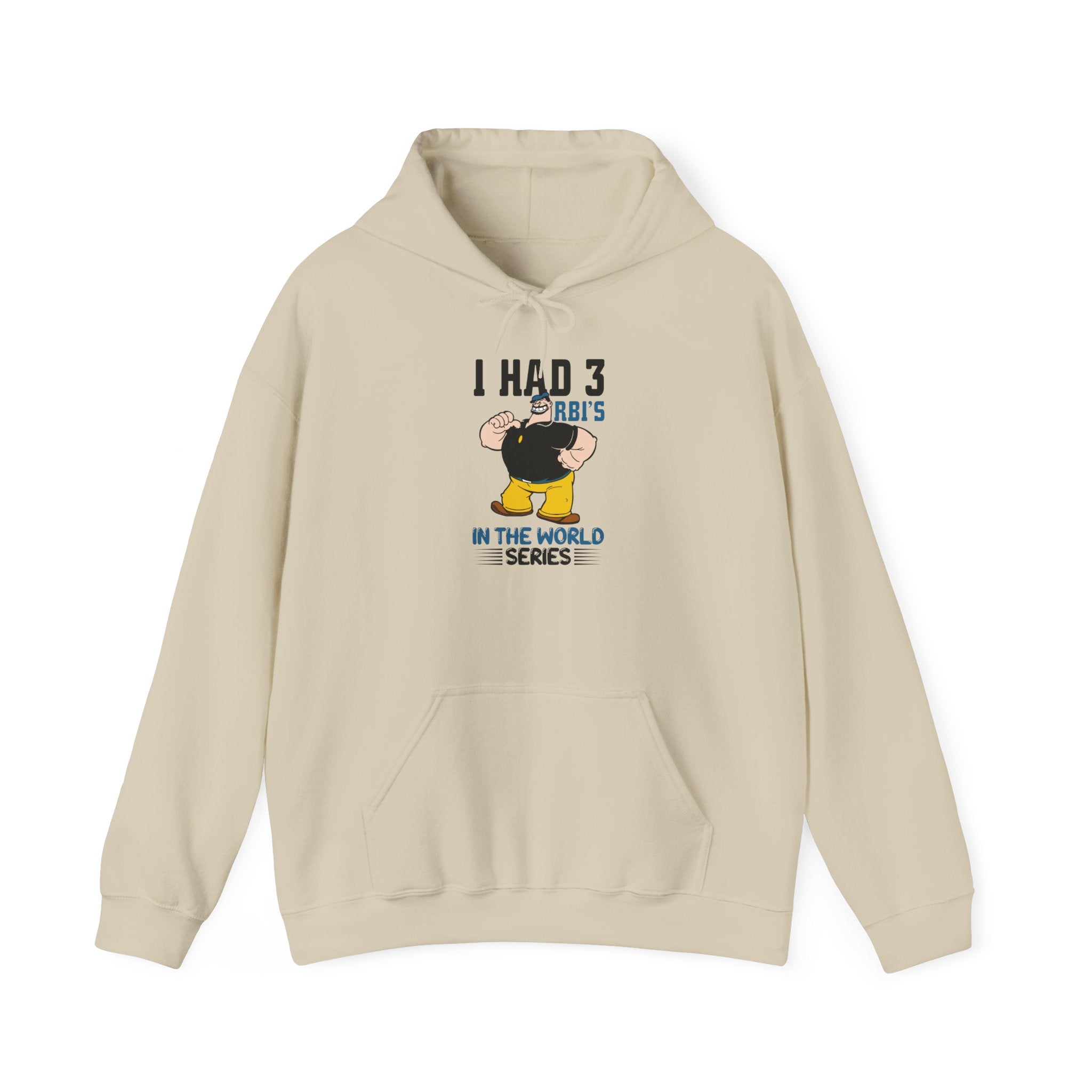 I Had 3 RBIs In the World Series Funny Baseball Fan Retro Cartoon Graphic Hoodie