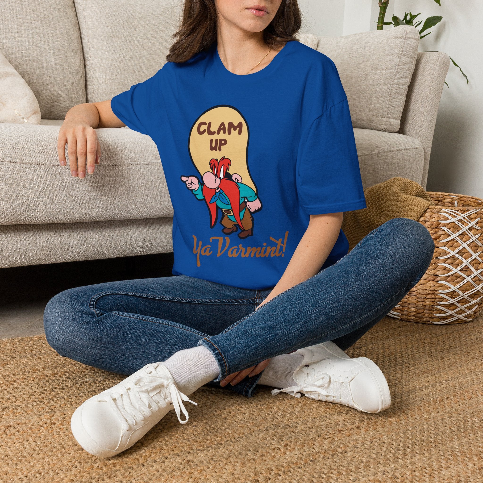 Graphic T-Shirt — 'Clam Up Ya Varmint!' Yosemite-Style Cartoon Tee