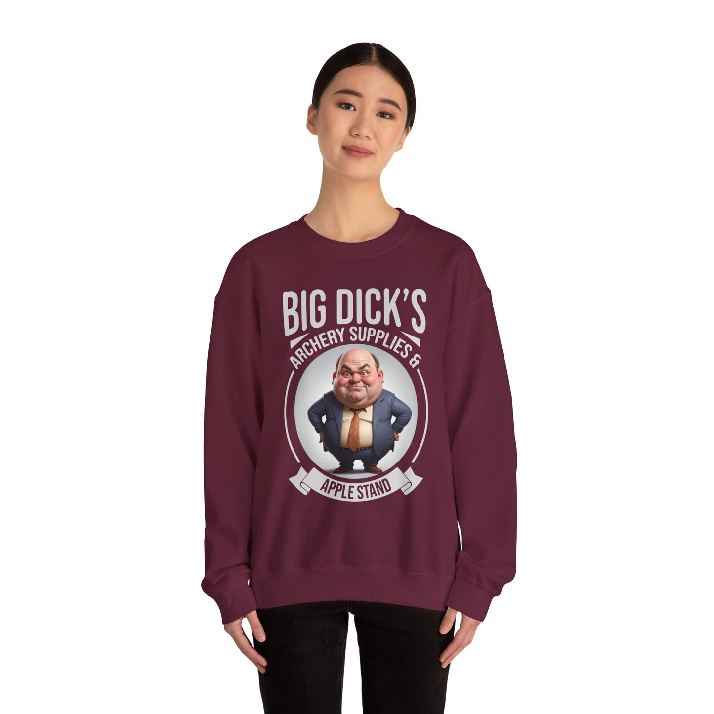 "Big Dick's Archery Supplies & Apple Stand" Funny Crewneck Sweatshirt