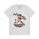 Hungry T-Shirt — Cartoon Tasmanian Devil 'I HUNGRY!!' Graphic V-Neck Tee
