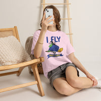 I Fly First Class Tee — Funny Witch on Broom Halloween T-Shirt