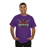Red Revolver Graphic Tee — Retro Western Guns Logo T-Shirt