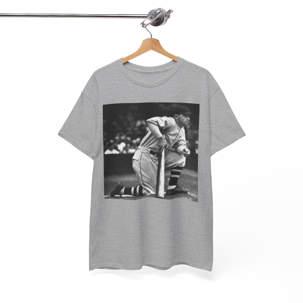 Vintage Baseball Photo T-Shirt – Classic Kneeling Player Graphic Tee