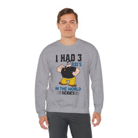 I Had 3 RBIs In the World Series Funny Baseball Fan Retro Cartoon Graphic Sweatshirt