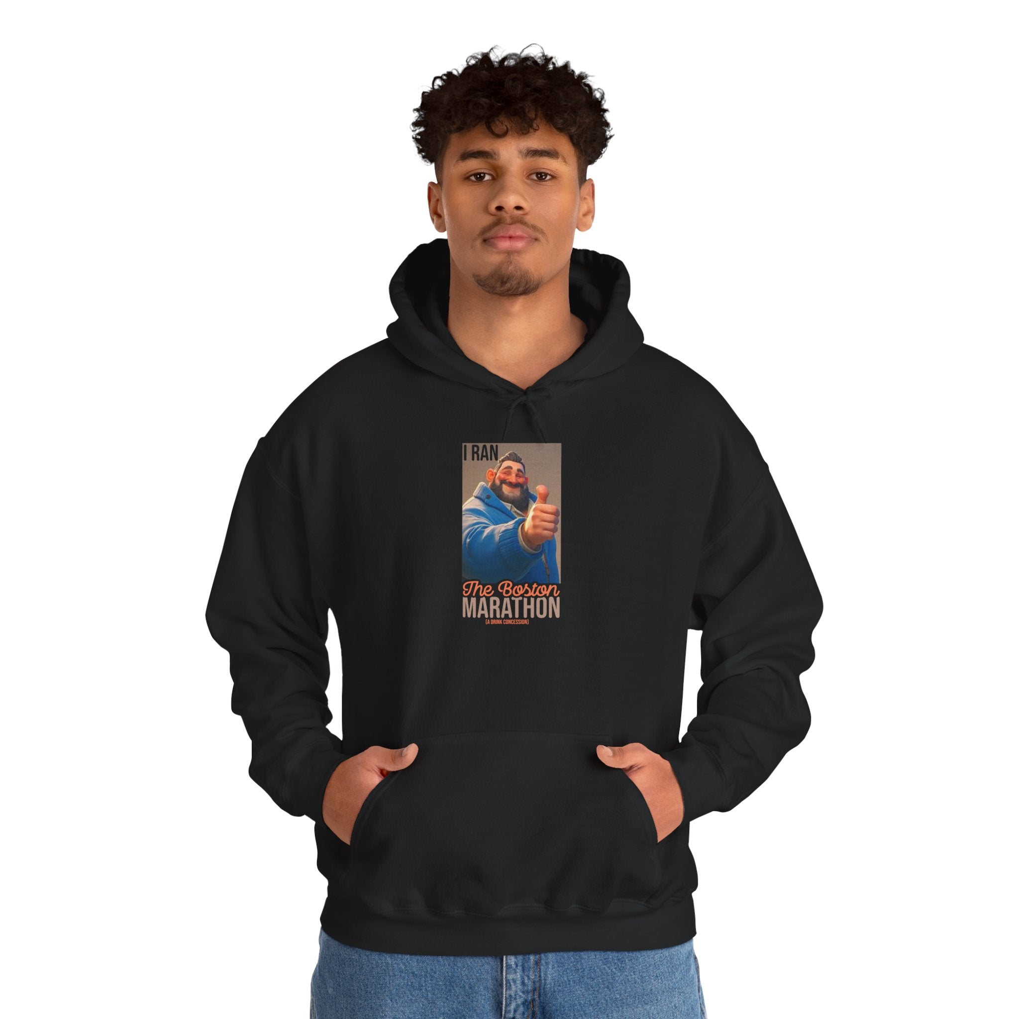 I Ran The Boston Marathon Drink Concession Hoodie — Funny Marathon Humor Pullover