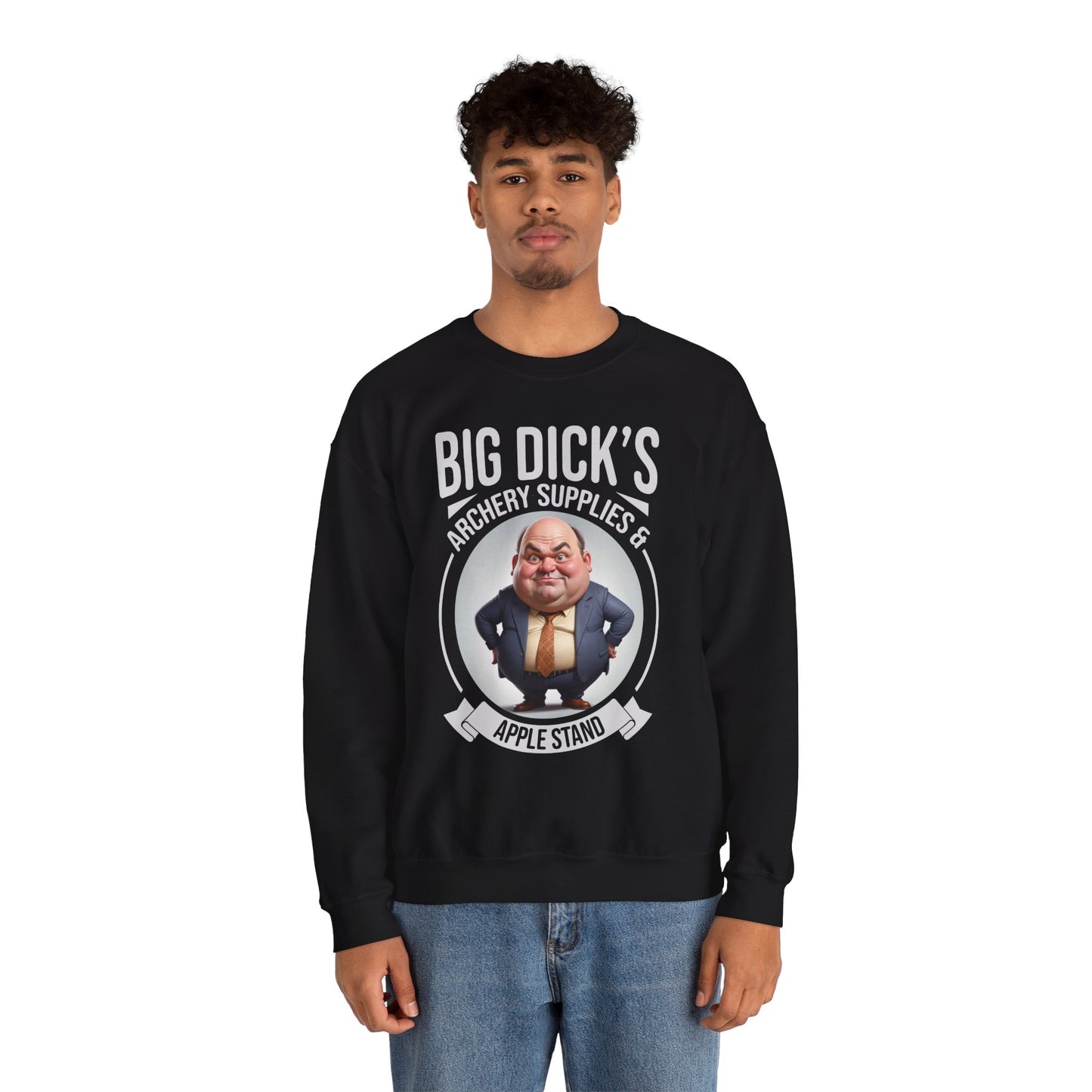 "Big Dick's Archery Supplies & Apple Stand" Funny Crewneck Sweatshirt