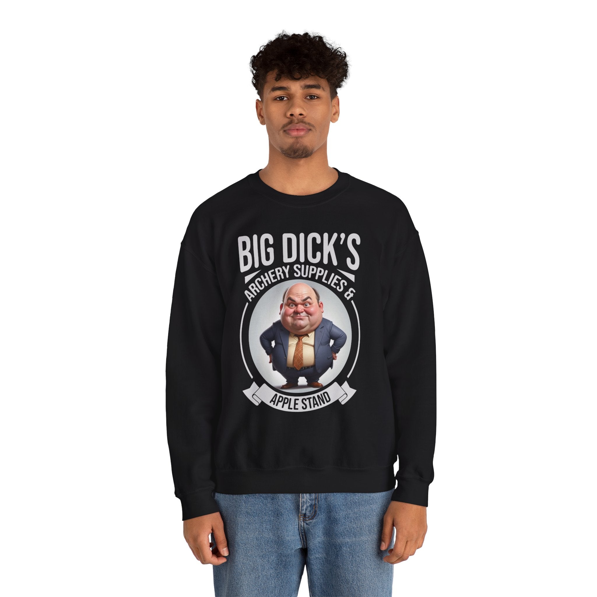 "Big Dick's Archery Supplies & Apple Stand" Funny Crewneck Sweatshirt
