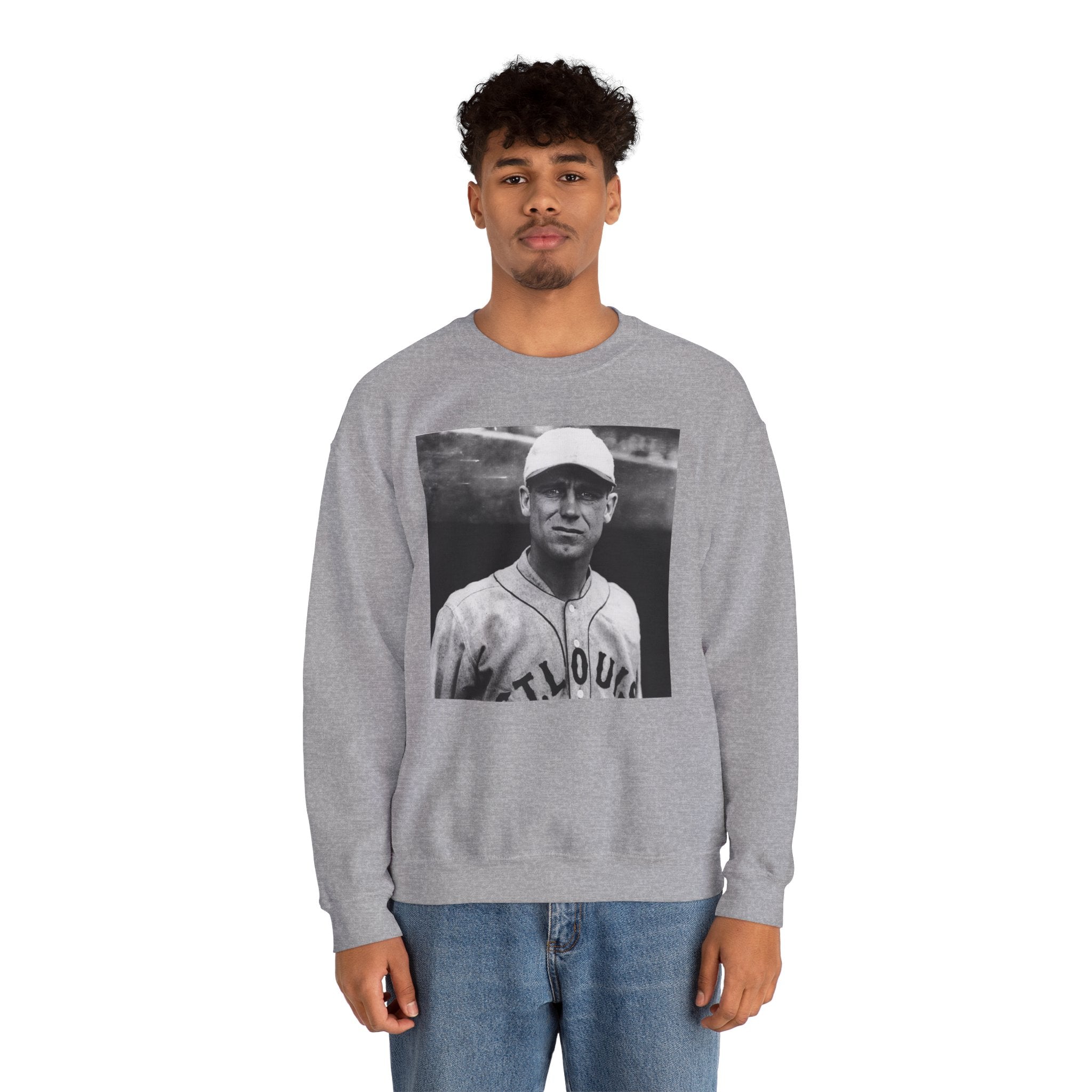 Vintage Baseball Player Sweatshirt - Classic Sports Graphic Crewneck