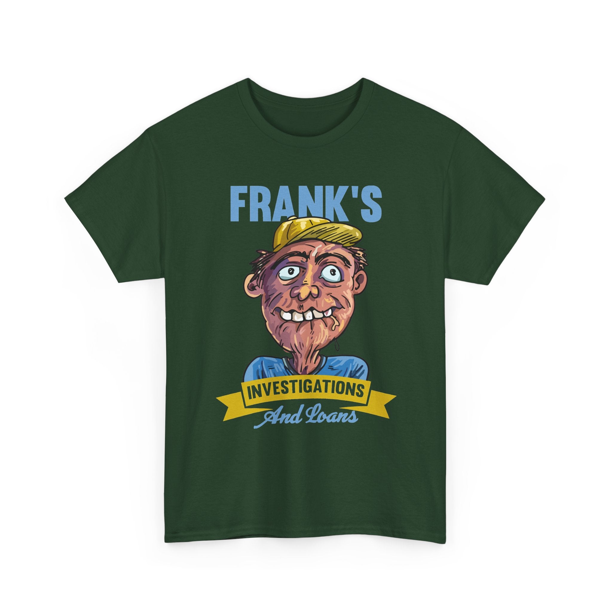 Frank's Investigations and Loans Funny Retro Character Vintage Humor Graphic T- Shirt